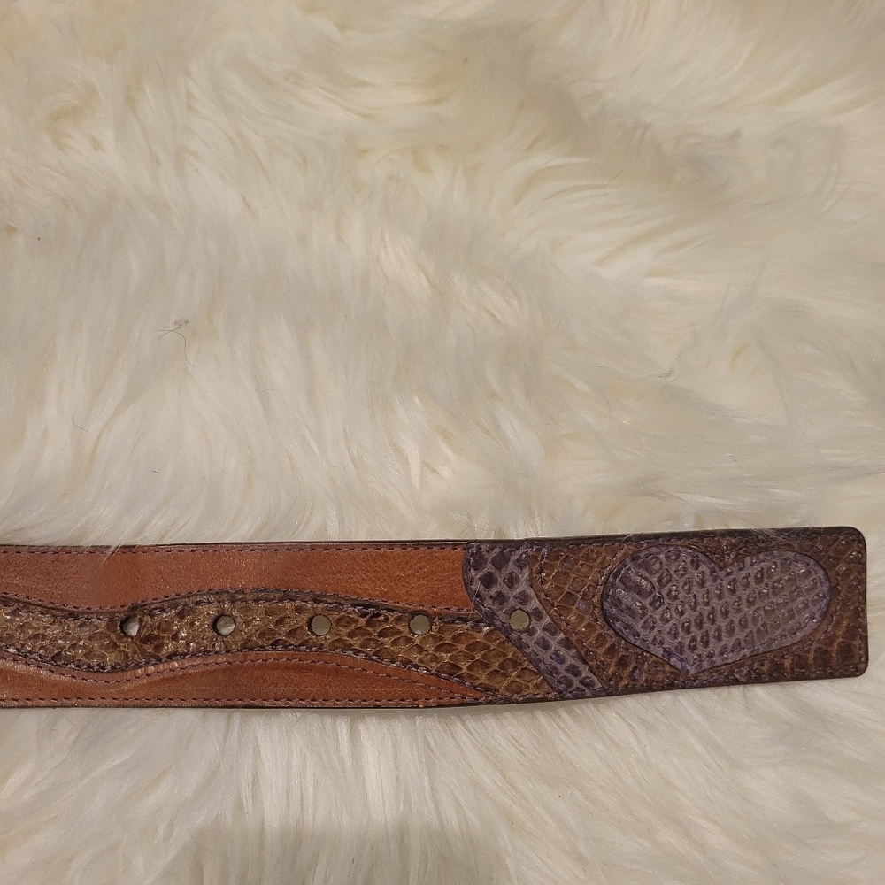 Guess Leather Patchwork Snakeskin Print Belt - image 6